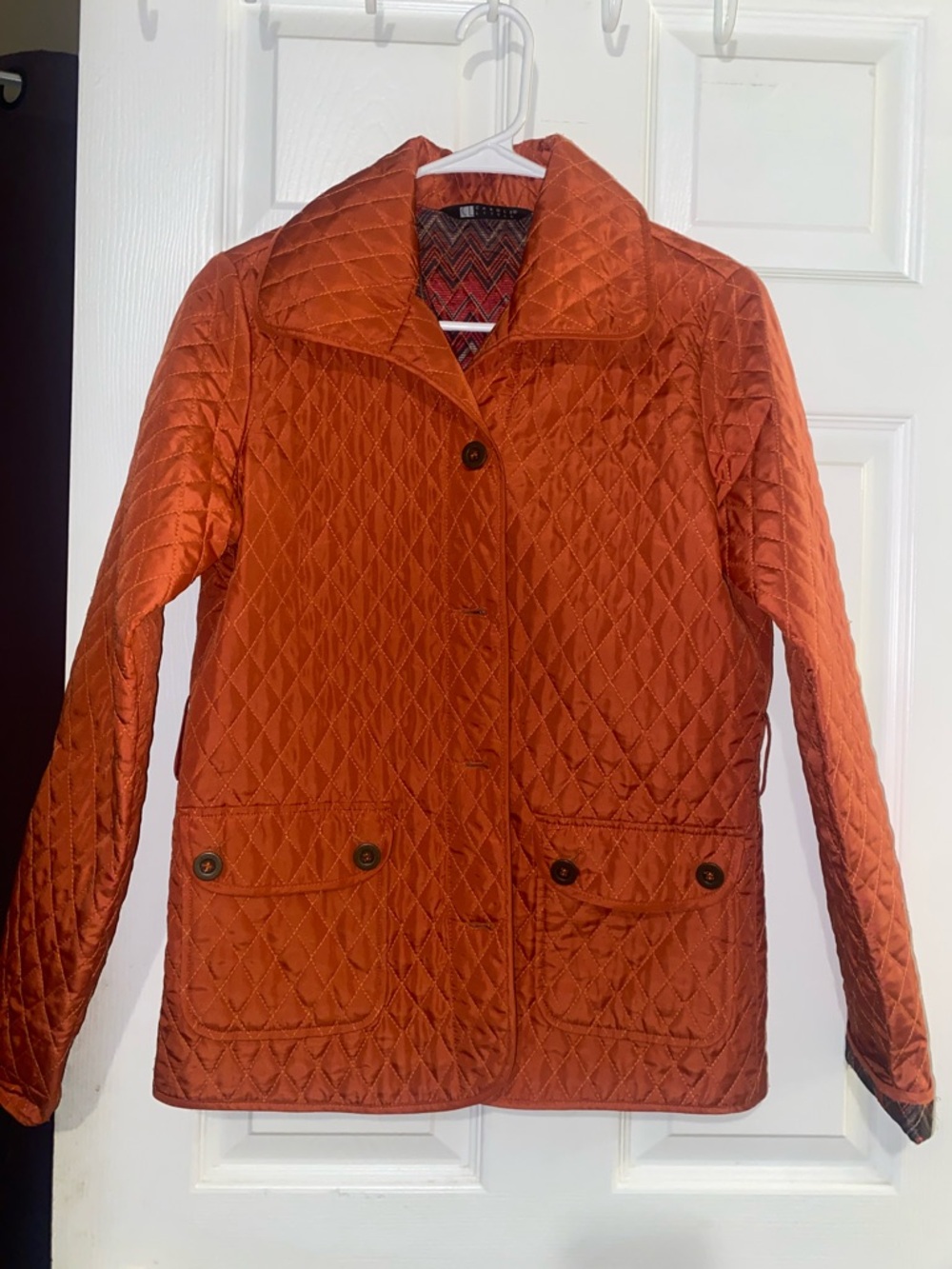 Carole Little Quilted Rust-Orange Puffer Jacket